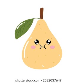angry pear fruit character expression. emoticon element