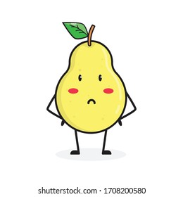 angry pear fruit cute character mascot vector design
