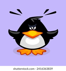 Angry penguin, Cartoon vector Illustration Animal.