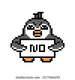 Angry Penguin No Poster Cute Pixel Stock Vector (Royalty Free ...