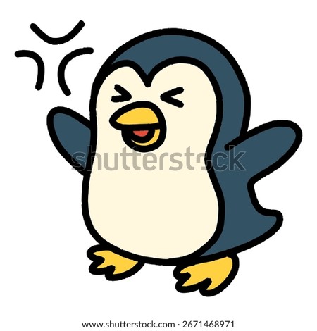 Angry penguin spreading its wings in excitement