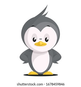 Angry Penguin. Vector Illustration Isolated On White Background.