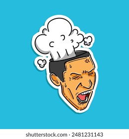 Angry people cartoon style vector illustration design isolated in a blue background. Angry character having argument or disagreement, debate or misunderstanding