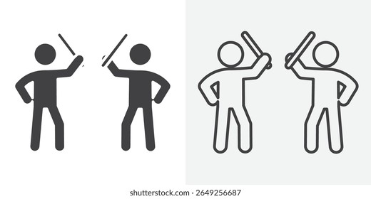 Angry people conflicts icon Line graphics illustration