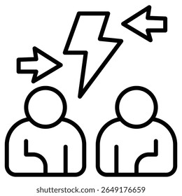 angry people conflicts icon Thin line vector design
