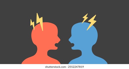 Angry people having argument, conflict. Communication, problem, challenge, relationship concepts. Flat people character vector design isolated illustration.