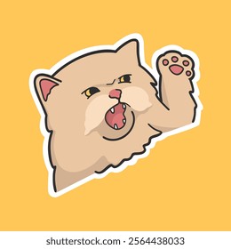 Angry Persian Cat Meme Sticker Vector Cute Illustration