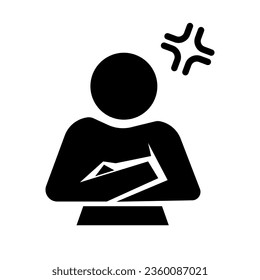 Angry person with folded arms silhouette icon. Vector.