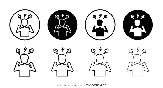 Angry person icon Flat simple outline set