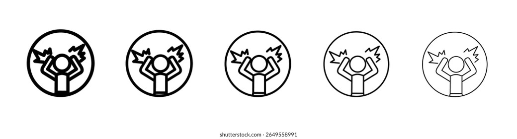 Angry person icon flat simple outline logo