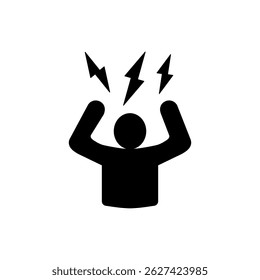 angry person icon, flat style pictogram icon for ui or ux mobile app, vector illustration logo symbol design, isolated on white