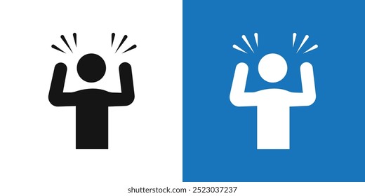 Angry person icon Flat vector set outline