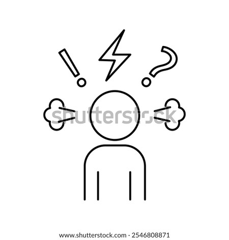 Angry person icon. Frustration vector illustration. Stress emotion symbol. Simple line art.