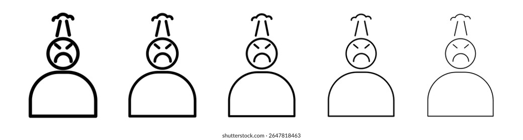 Angry person icon isolated vector on white background set