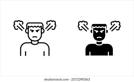 Angry person icon set. Frustration, burnout, furious. vector illustration on white background