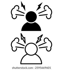 angry person icon, simple flat style, illustration, logo sign symbol pictogram template, for ui or ux isolated on white for mobile app, editable