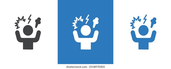 Angry person icon thin line illustration