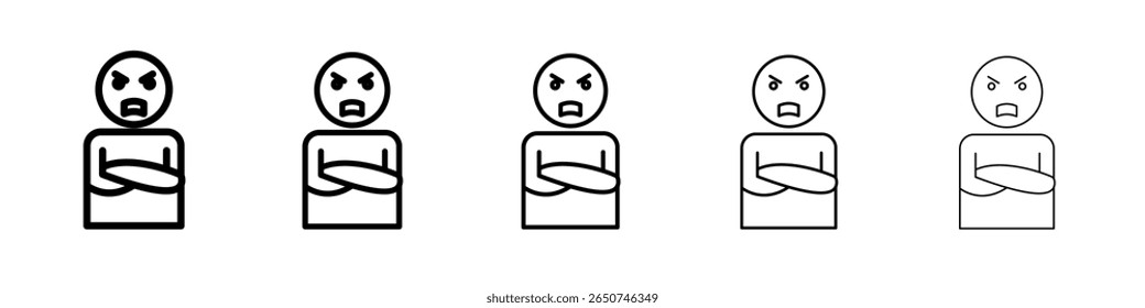 Angry person icon vector outline symbol or illustration