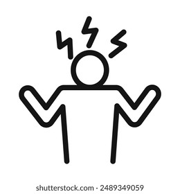 Angry person icon Vector symbol or sign set collection in black and white outline