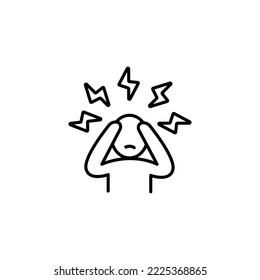 Angry person line icon. Steam is coming out from ears. Frustration, burnout, furious. Annoyed man. Stress symptom. editable stroke