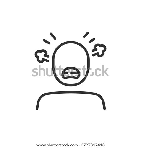 Angry person, linear icon. Anger, frustration and emotional stress. Line with editable stroke.