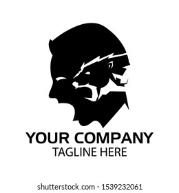 Angry person with the shadow of bear. Flat design. Vector Illustration on white background