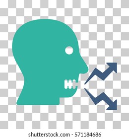 Angry Person Shout icon. Vector illustration style is flat iconic bicolor symbol, cobalt and cyan colors, transparent background. Designed for web and software interfaces.