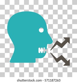 Angry Person Shout icon. Vector illustration style is flat iconic bicolor symbol, grey and cyan colors, transparent background. Designed for web and software interfaces.