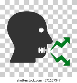 Angry Person Shout icon. Vector illustration style is flat iconic bicolor symbol, green and gray colors, transparent background. Designed for web and software interfaces.