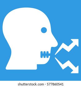 Angry Person Shout vector icon. Flat white symbol. Pictogram is isolated on a blue background. Designed for web and software interfaces.