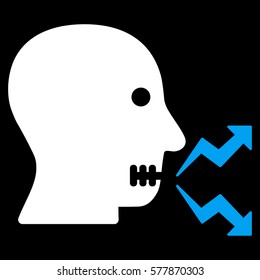 Angry Person Shout vector icon. Flat bicolor blue and white symbol. Pictogram is isolated on a black background. Designed for web and software interfaces.