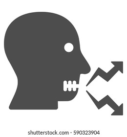 Angry Person Shout vector icon. Flat gray symbol. Pictogram is isolated on a white background. Designed for web and software interfaces.
