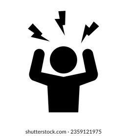 Angry person silhouette icon. Vector.