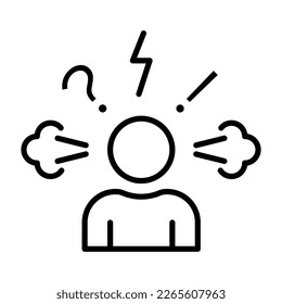 Angry person Stress or anxiety icon symbol. Frustration, burnout, furious concept. Outline vector illustration