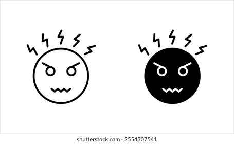 Angry person Stress or anxiety icon set symbol. Frustration, emotion, burnout, furious concept, with a white background.