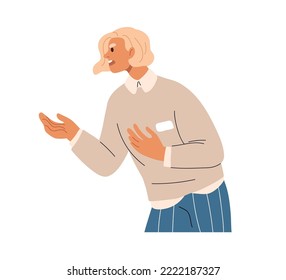 Angry person talking, arguing, swearing, shouting with negative emotion in quarrel. Expression of rage, anger, disagreement in dispute, fight. Flat vector illustration isolated on white background