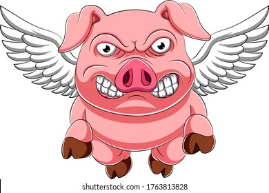 Angry Pig Cartoon Flying Of Illustration 