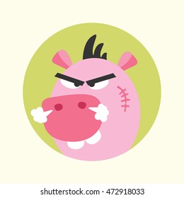 an angry pig cartoon illustration vector