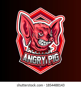 angry pig e sport mascot logo with emblem