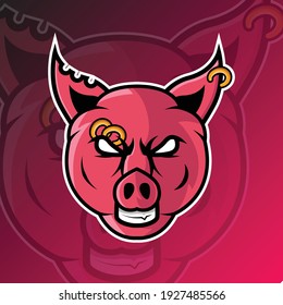 angry pig logo esport gaming Vector