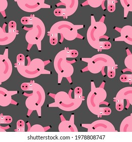 Angry pig pattern seamless. Disgruntled piggy background. wicked swine vector texture