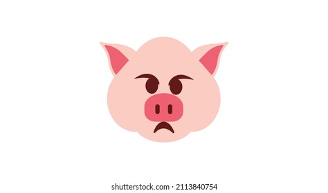 Angry piggy face emoticon. Pig sign for mobile concept and web design. Doubtful piggy face emoji  vector icon. Pig year zodiac symbol, logo illustration. Pixel perfect vector svg