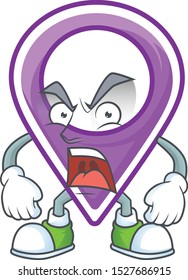 Angry pin location cartoon character with mascot