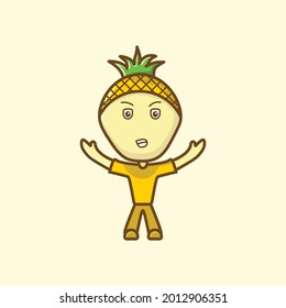 an angry pineapple mascot character