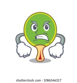 Angry ping pong racket mascot cartoon