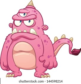 Un monstruo rosa furioso. Ilustración de imágenes prediseñadas vectoriales con gradientes simples. Todo en una sola capa.