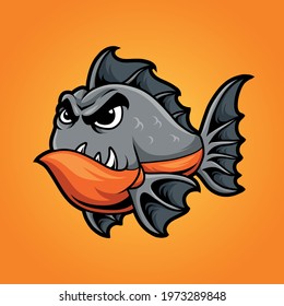 Angry piranha fish vector illustration