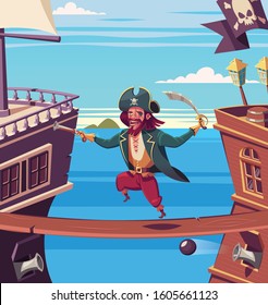 Angry pirate attack sail ship