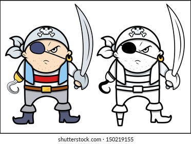 Angry Pirate Captain - Vector Cartoon Illustration