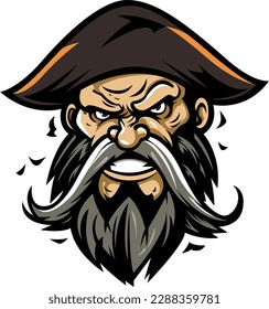 Angry pirate with hat logo - illustration